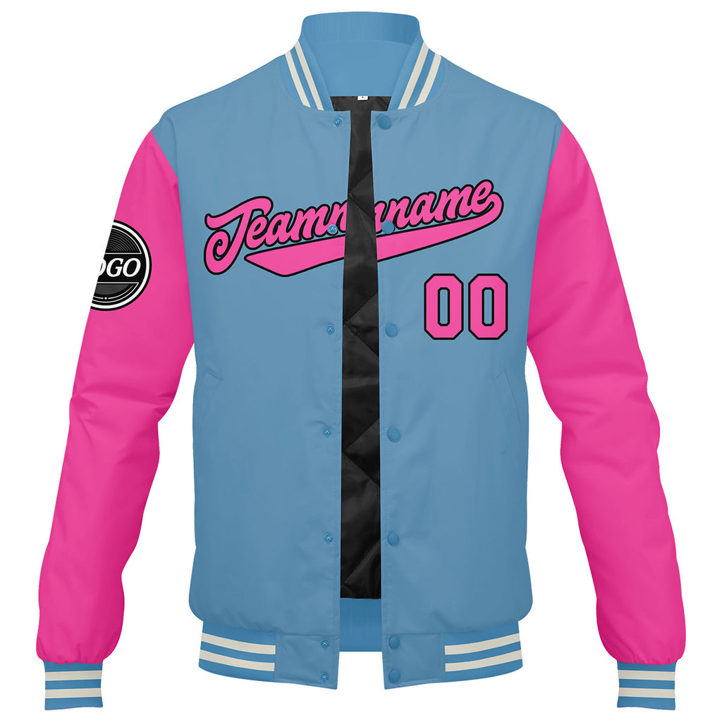 Custom Varsity Jacket Letterman jacket for Men, Women and Youth Pink enthsush