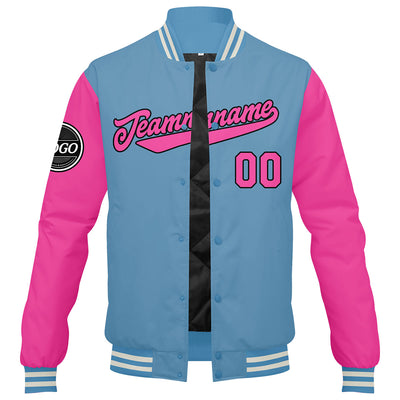 Custom Varsity Jacket Letterman jacket for Men, Women and Youth Pink enthsush