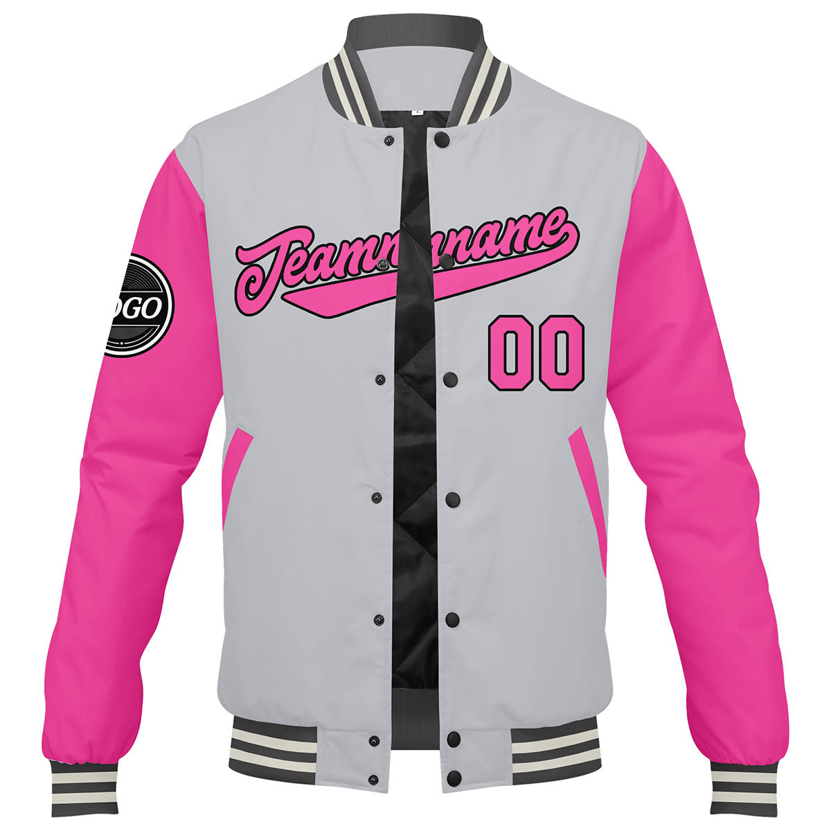 Custom Varsity Jacket Letterman jacket for Men, Women and Youth Pink enthsush