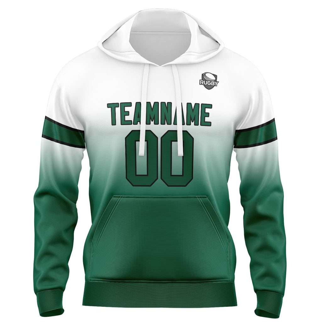 Custom Gradient Hoodie For Man Woman Girl Boy Print Your Logo Name Number White&Green enthsush