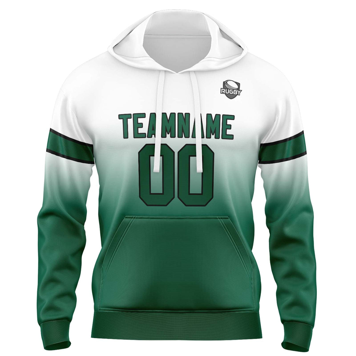 Custom Gradient Hoodie For Man Woman Girl Boy Print Your Logo Name Number White&Green enthsush