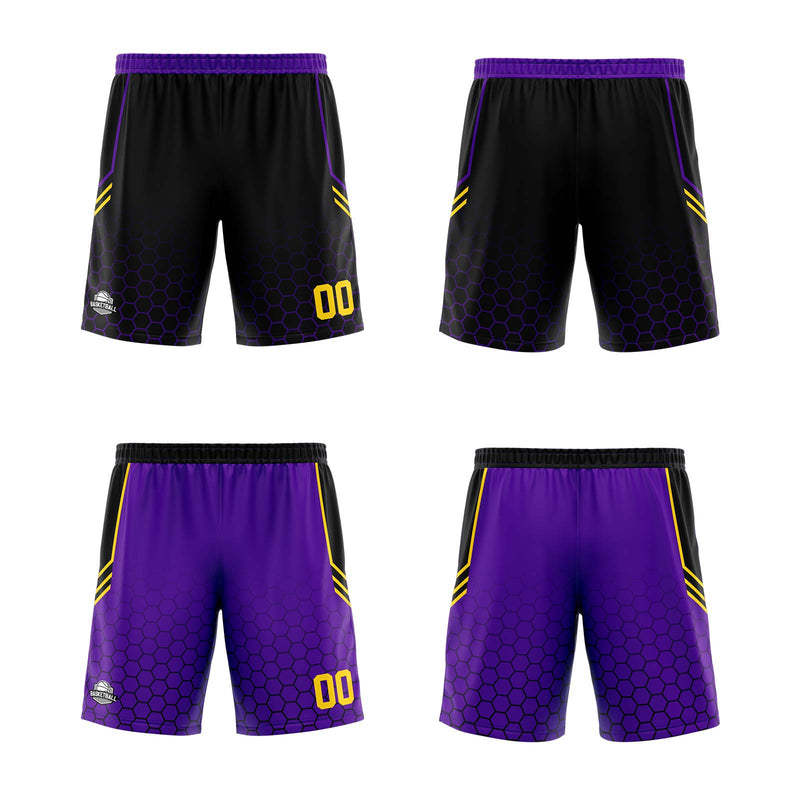 Custom Black Purple Reversible Basketball Suit for Adults and Kids Personalized Jersey