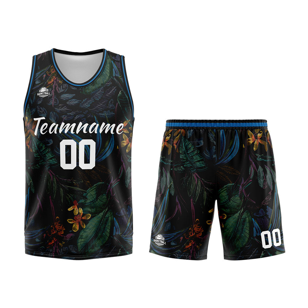 Custom Basketball Jersey Uniform Suit Printed Your Logo Name Number Black&Rainforest enthsush