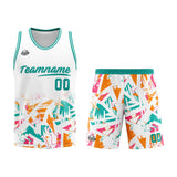 Custom Basketball Jersey Uniform Suit Printed Your Logo Name Number White&Aqua