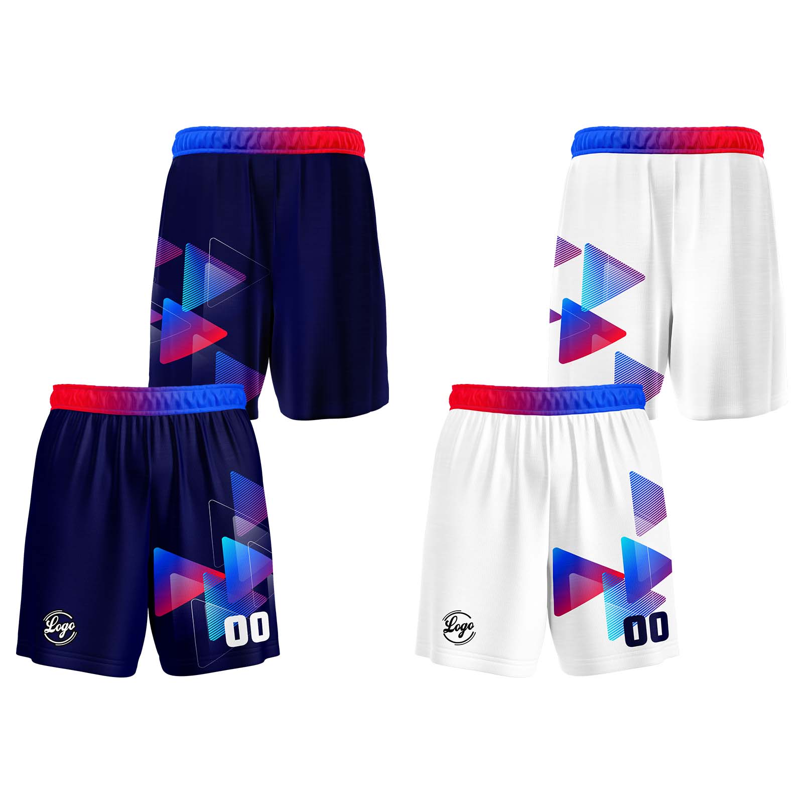 Custom Navy Red Blue Reversible Basketball Suit for Adults and Kids Personalized Jersey enthsush