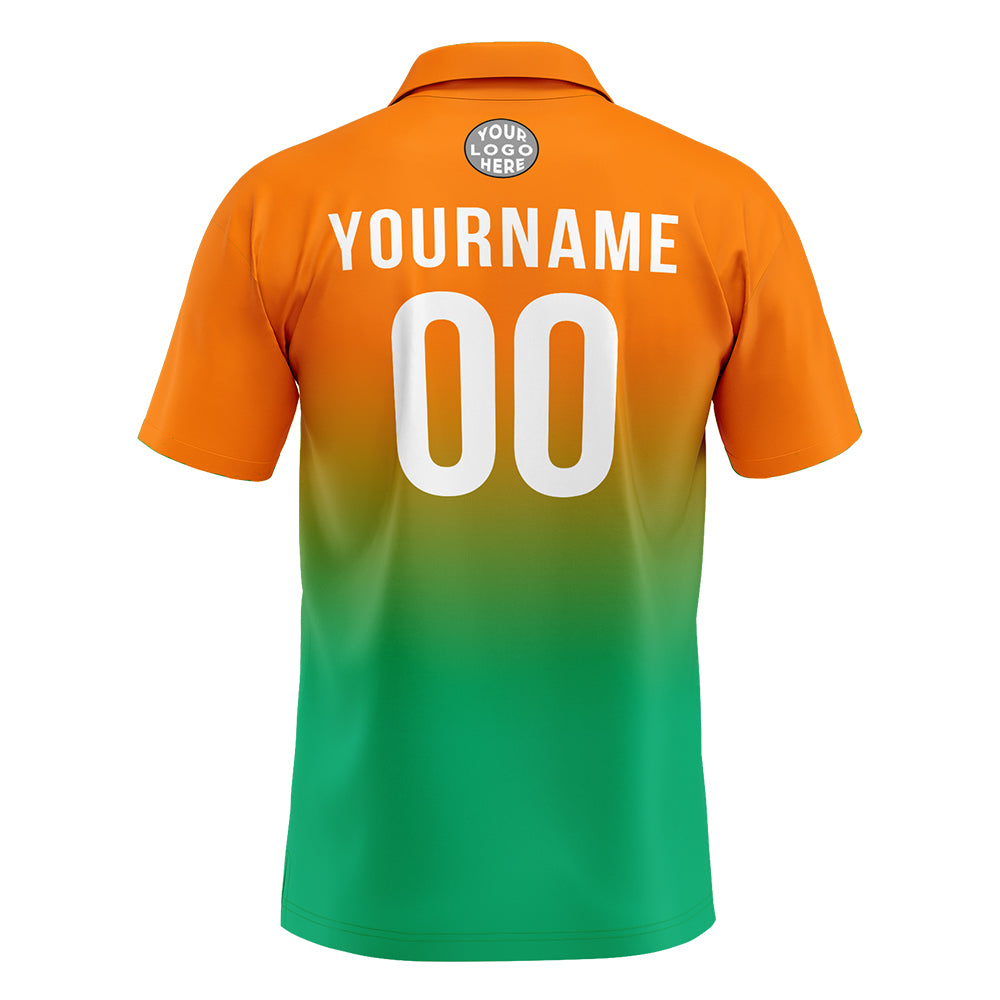 Custom Orange Green Football Polo Shirts Add Your Unique Logo/Name/Number enthsush