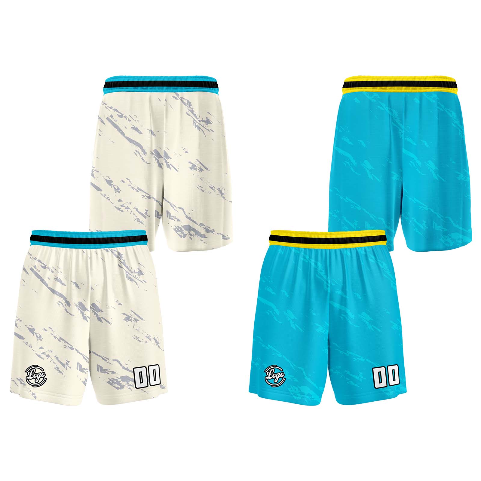 Custom Cream Light Blue Reversible Basketball Suit for Adults and Kids Personalized Jersey enthsush