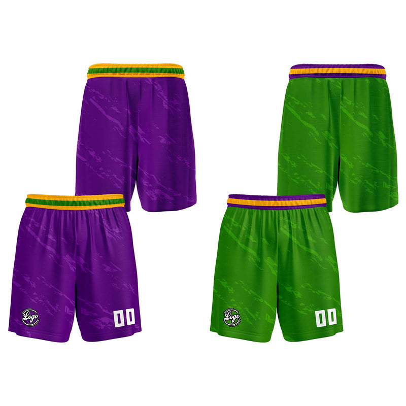 Custom Purple Green Reversible Basketball Suit for Adults and Kids Personalized Jersey