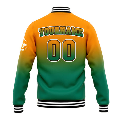 Custom Gradient Varsity Jacket Letterman jacket for Men, Women and Youth Orang&Green enthsush