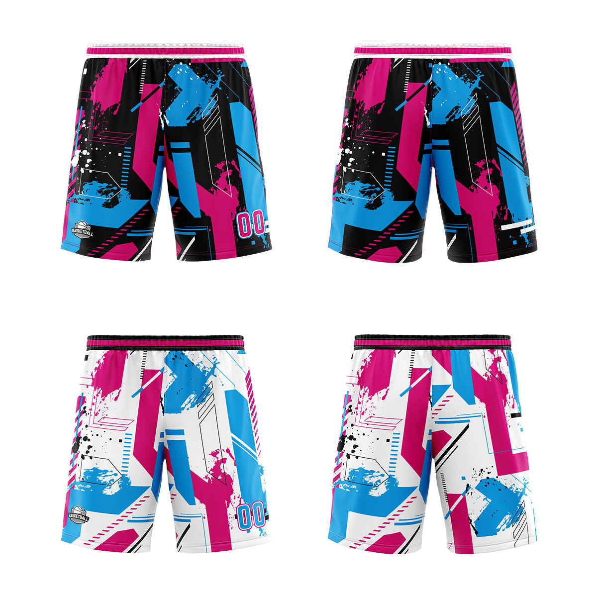 Custom Pink Light Blue Reversible Basketball Suit for Adults and Kids Personalized Jersey enthsush