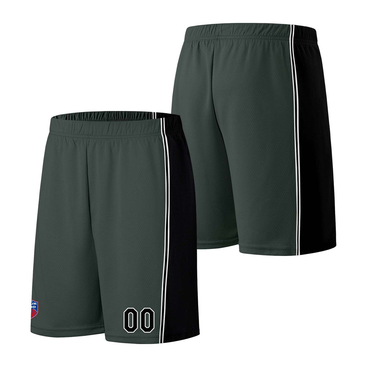 Custom basketball jersey shorts for men and women. Embroidered and printed name, number and logo Grey&Black enthsush