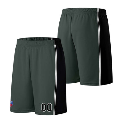 Custom basketball jersey shorts for men and women. Embroidered and printed name, number and logo Grey&Black enthsush