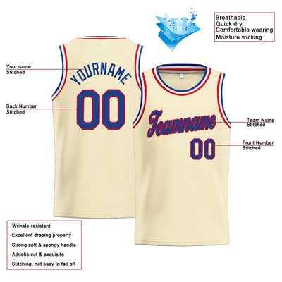 Custom Stitched Basketball Jersey for Men, Women And Kids Cream-Royal-Red enthsush