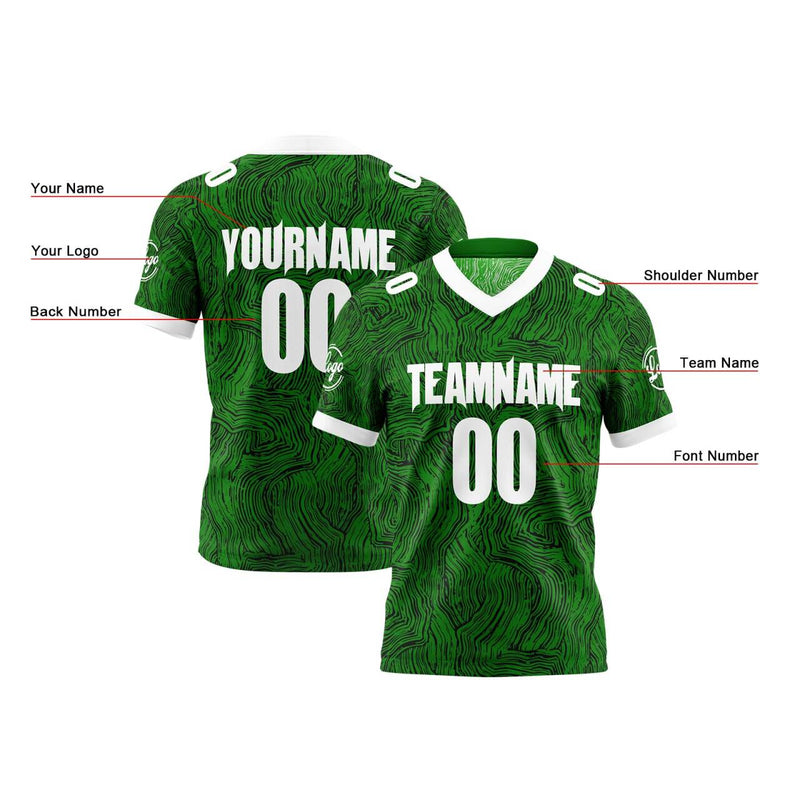 Custom Green Black White Reversible Gradient Football Jersey Personalized Football Shirts for Men Women  Printed Team Name Number Logo