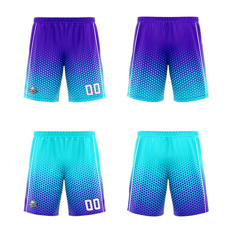 Custom Reversible Basketball Suit for Adults and Kids Personalized Jersey Purple-Light Blue