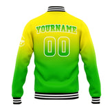 Custom Gradient Varsity Jacket Letterman jacket for Men, Women and Youth Yellow&Green