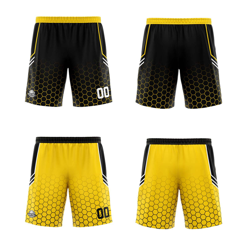 Custom Black Yellow Reversible Basketball Suit for Adults and Kids Personalized Jersey