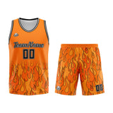 Custom Basketball Jersey Uniform Suit Printed Your Logo Name Number Flame&Orange