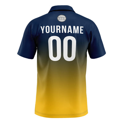 Custom Navy Yellow Football Polo Shirts Add Your Unique Logo/Name/Number enthsush
