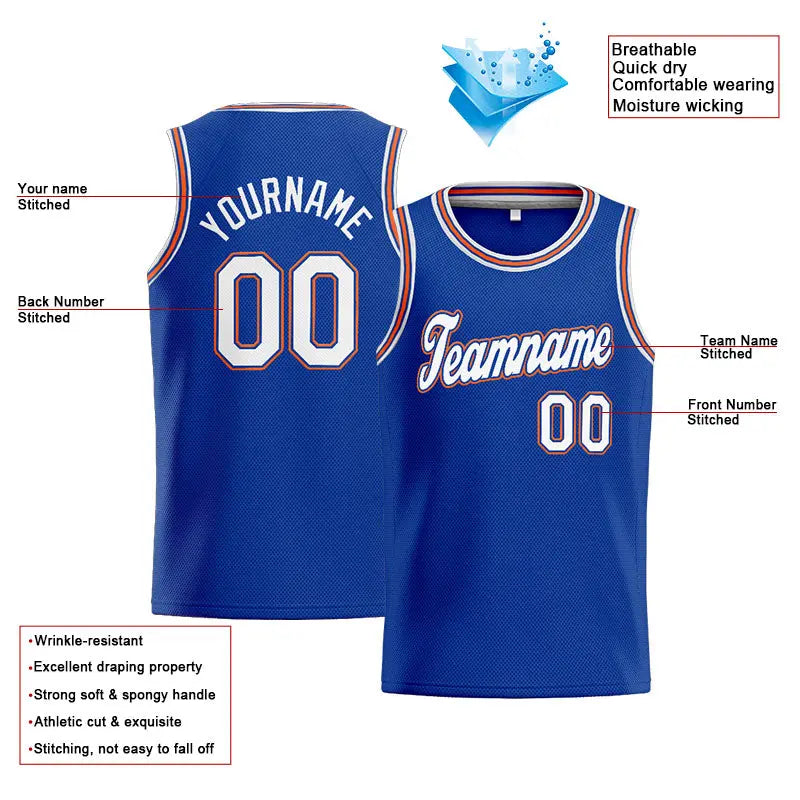 Custom Stitched Basketball Jersey for Men, Women And Kids Royal-White-Orange enthsush