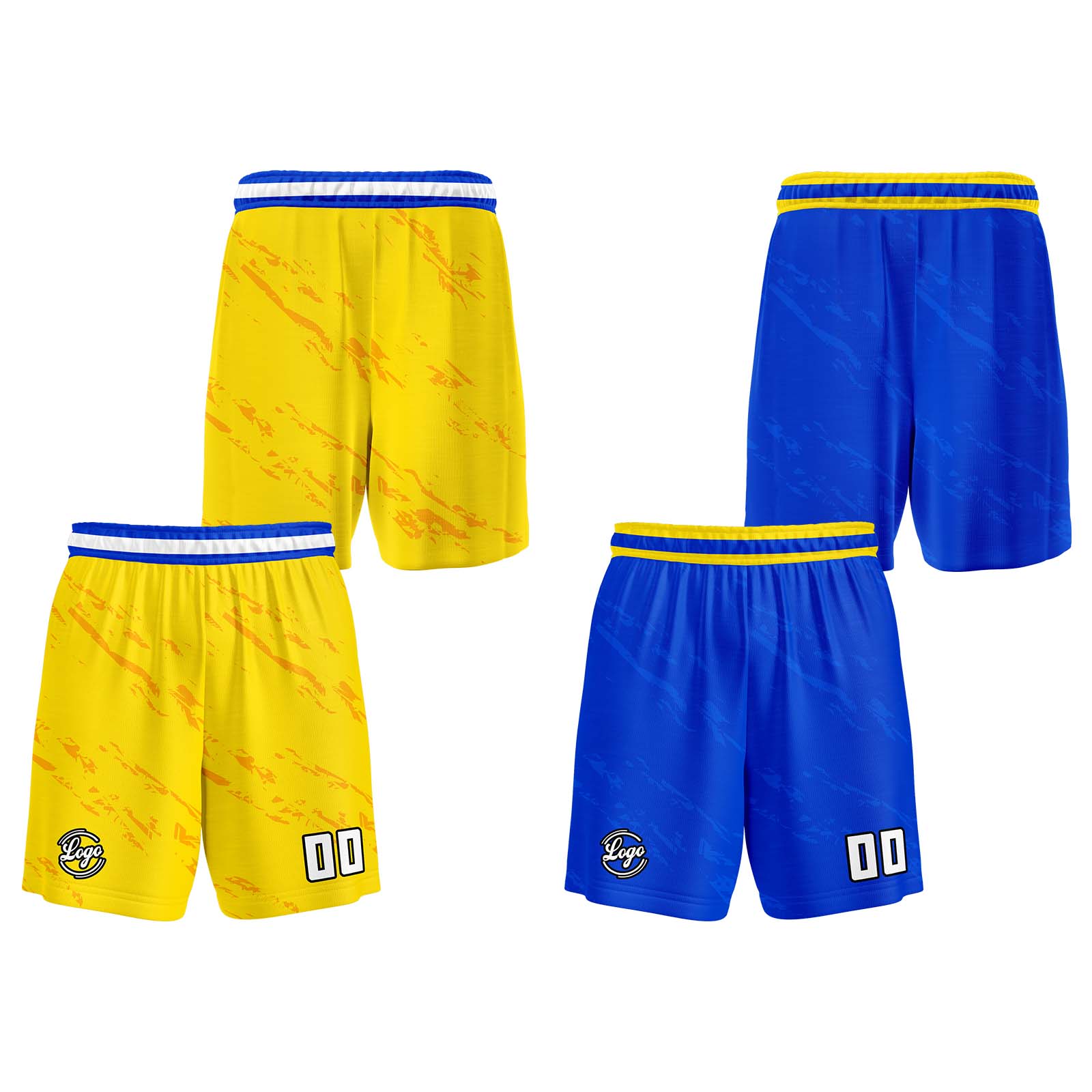 Custom Yellow Blue Reversible Basketball Suit for Adults and Kids Personalized Jersey enthsush