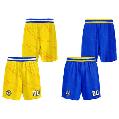 Custom Yellow Blue Reversible Basketball Suit for Adults and Kids Personalized Jersey enthsush