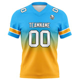 Custom Light Blue Orange Gradient Football Jersey Personalized Football Shirts for Men Women  Printed Team Name Number Logo