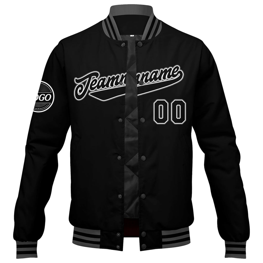 Custom Varsity Jacket Letterman jacket for Men, Women and Youth Black Grey enthsush