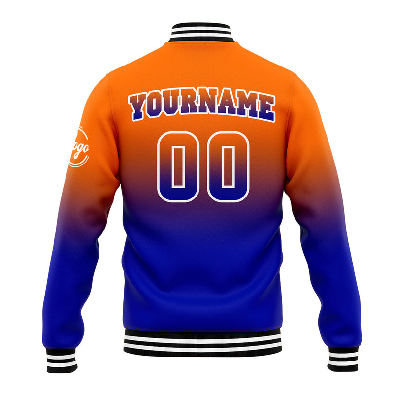 Custom Gradient Varsity Jacket Letterman jacket for Men, Women and Youth Orange&Royal