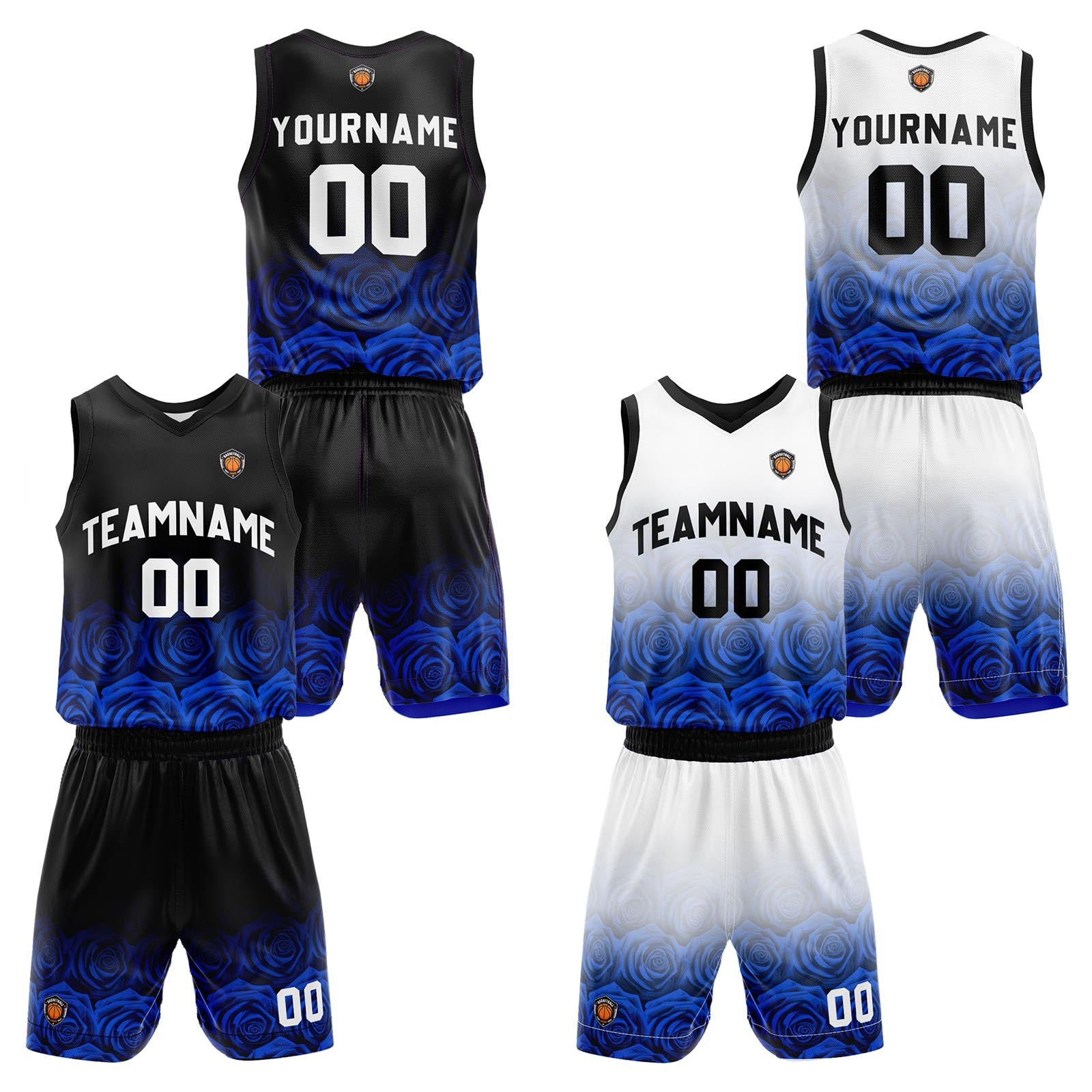 Custom Rose Royal Reversible Basketball Suit for Adults and Kids Personalized Jersey enthsush