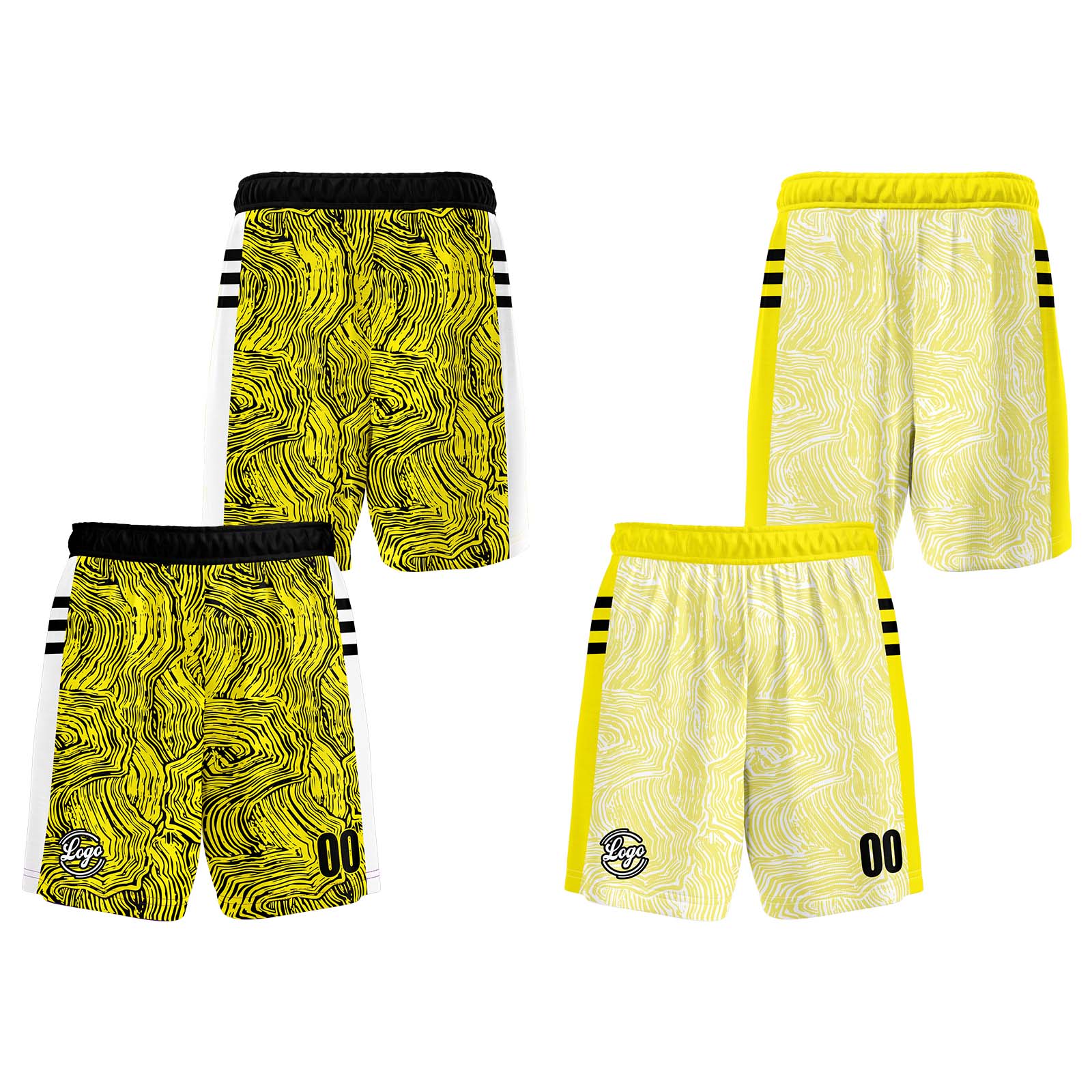 Custom Black Yellow Reversible Basketball Suit for Adults and Kids Personalized Jersey enthsush