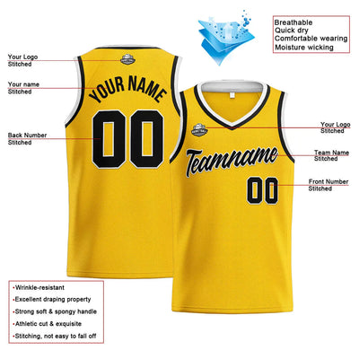Custom Stitched Basketball Jersey for Men, Women  And Kids Yellow-Black enthsush