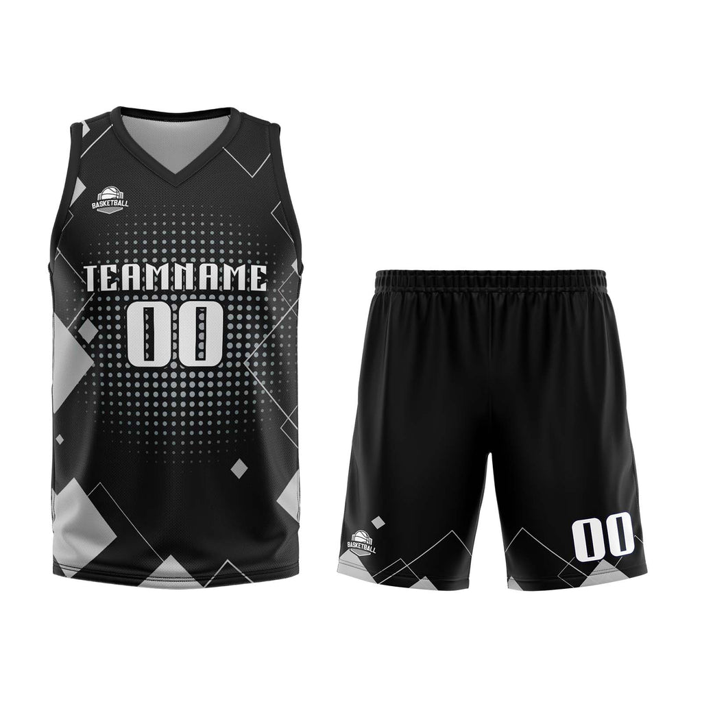 Custom Geometry Grey Basketball Jersey Uniform Suit Printed Your Logo Name Number enthsush