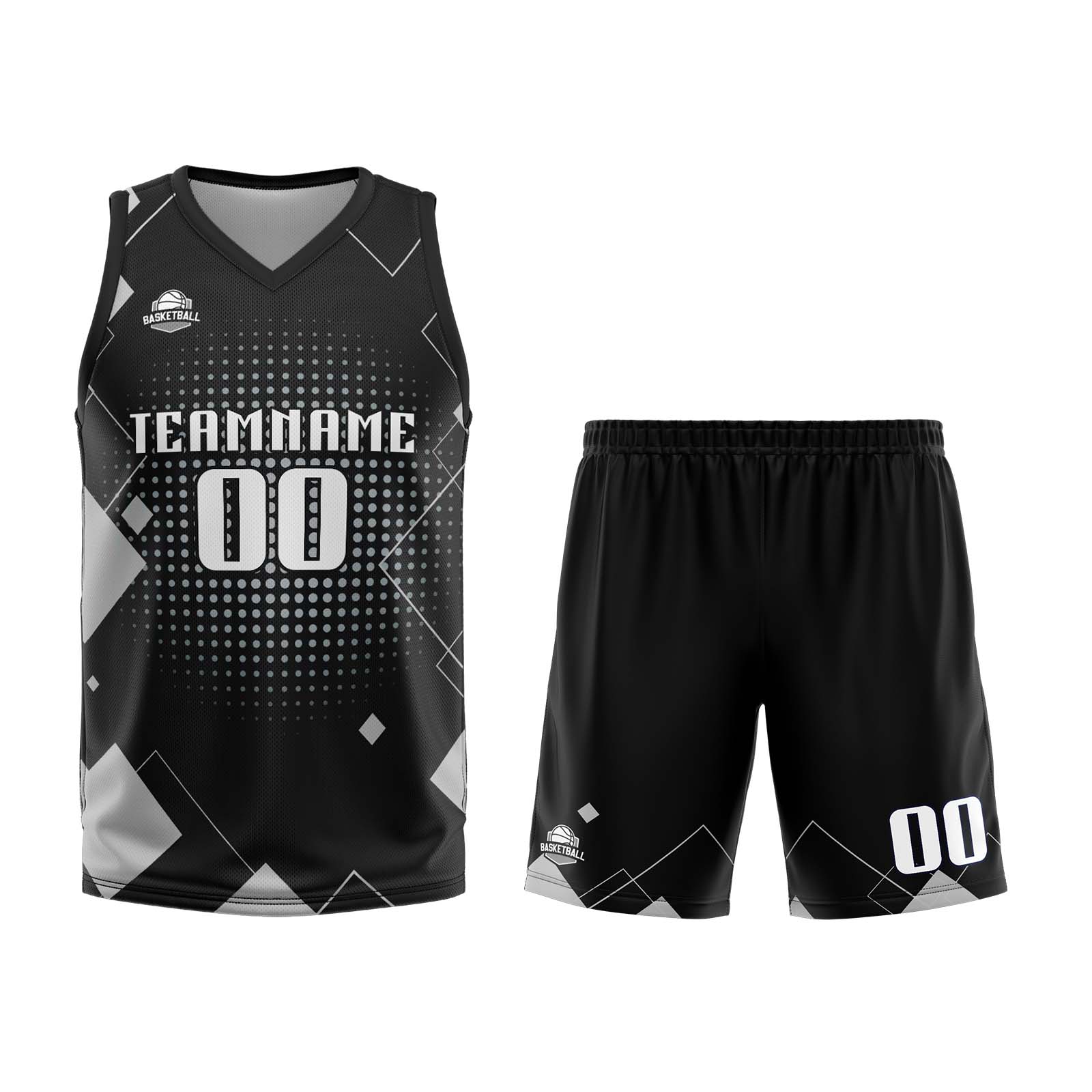 Custom Geometry Grey Basketball Jersey Uniform Suit Printed Your Logo Name Number enthsush