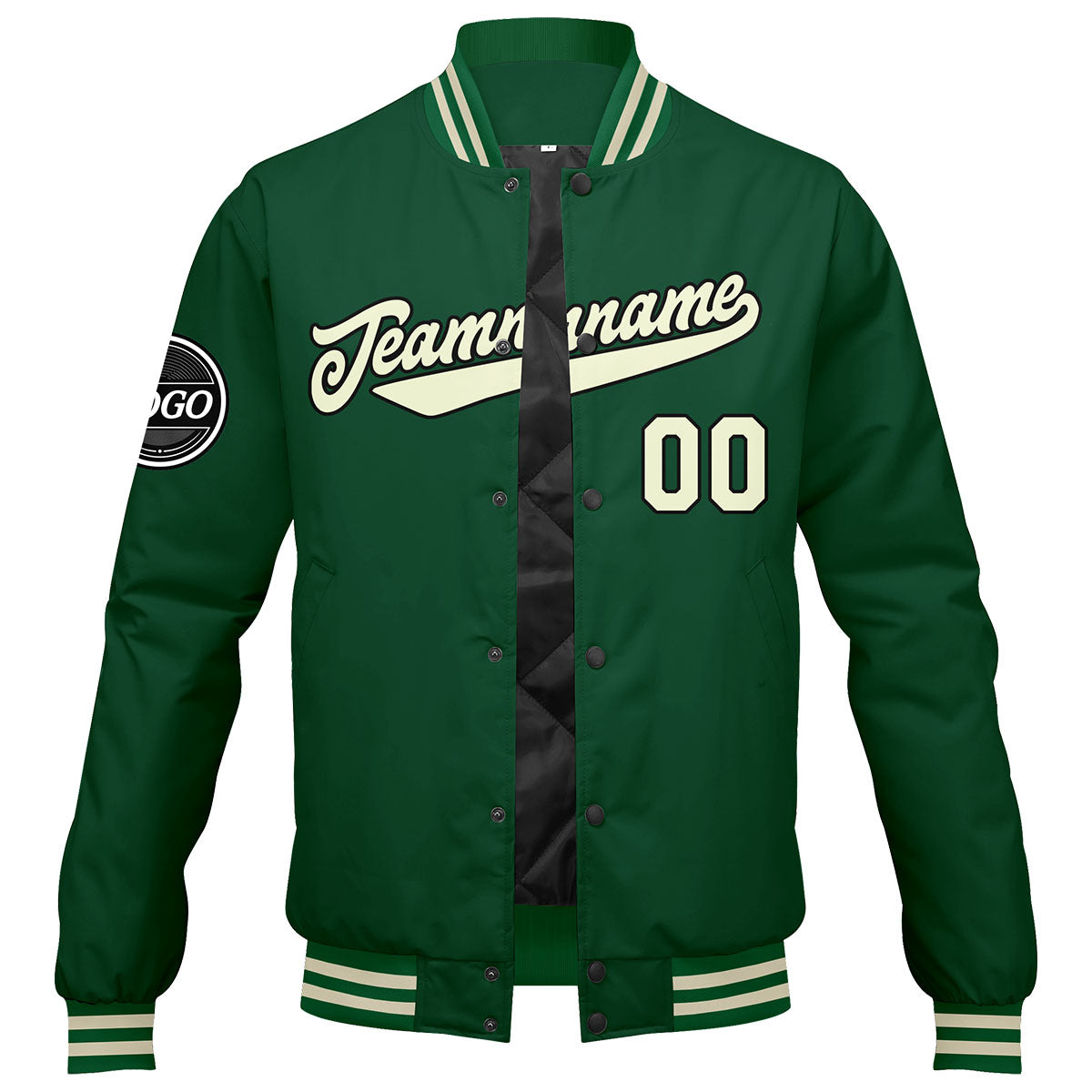 Custom Varsity Jacket Letterman jacket for Men, Women and Youth Green Cream enthsush