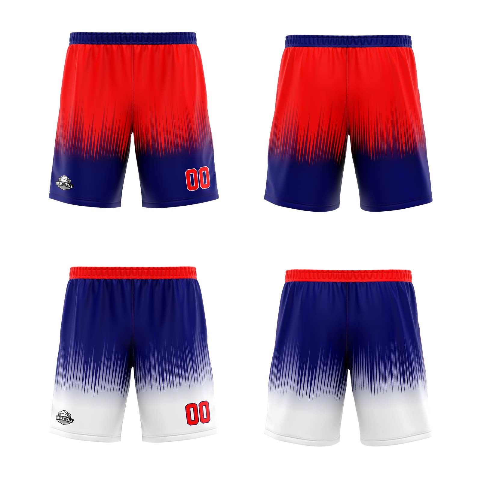 Custom Red Dark Blue Reversible Basketball Suit for Adults and Kids Personalized Jersey enthsush