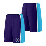 Custom basketball jersey shorts for men and women. Embroidered and printed name, number and logo Purple&Light Blue