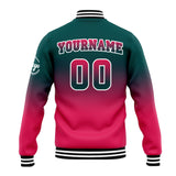 Custom Gradient Varsity Jacket Letterman jacket for Men, Women and Youth Dark Green&Pink