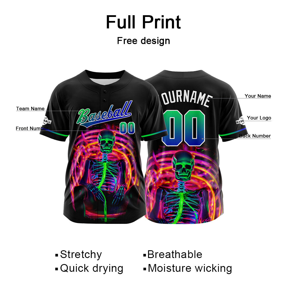 Custom Baseball Jersey Personalized Baseball Shirt for Men Women Kids Youth Teams Stitched and Print Green&Blue enthsush