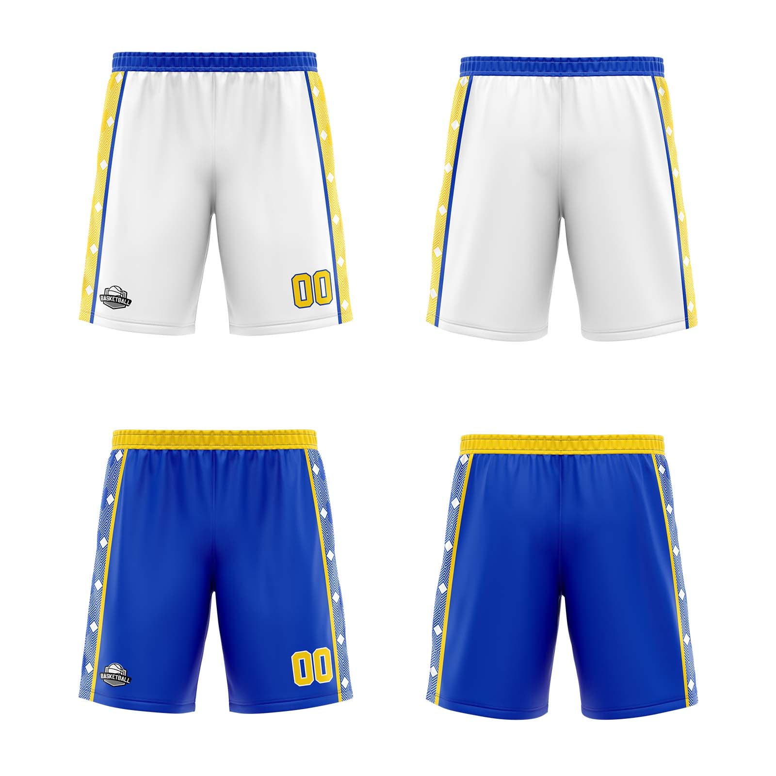 Custom Yellow Blue Reversible Basketball Suit for Adults and Kids Personalized Jersey enthsush