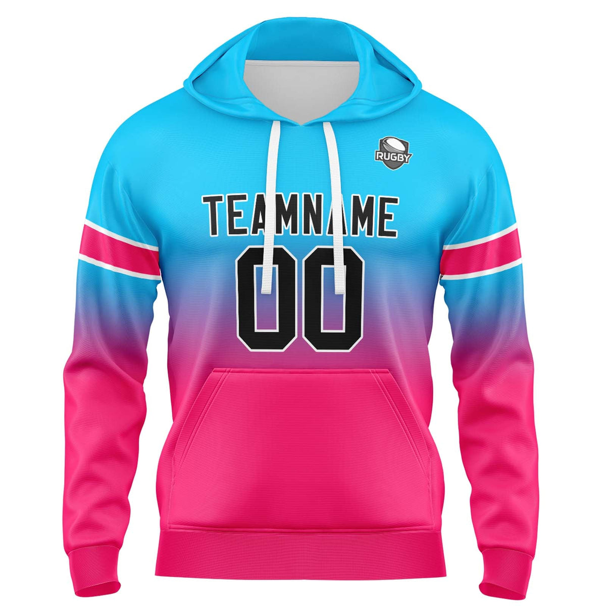 Custom Gradient Sweatshirt Hoodie For Man Woman Girl Boy Print Your Logo Name Number Light Blue&Pink enthsush