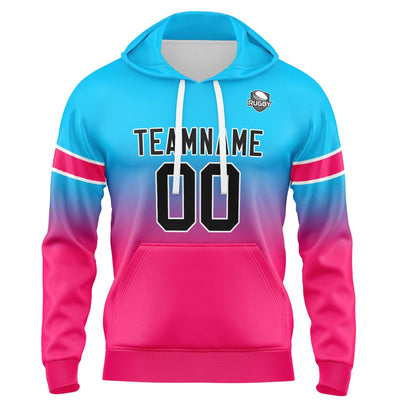 Custom Gradient Sweatshirt Hoodie For Man Woman Girl Boy Print Your Logo Name Number Light Blue&Pink enthsush