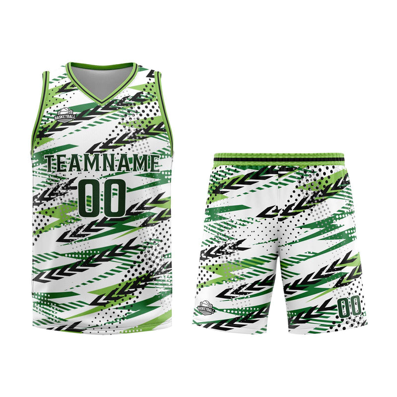Custom White Green Basketball Jersey Uniform Suit Printed Your Logo Name Number