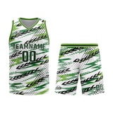 Custom White Green Basketball Jersey Uniform Suit Printed Your Logo Name Number