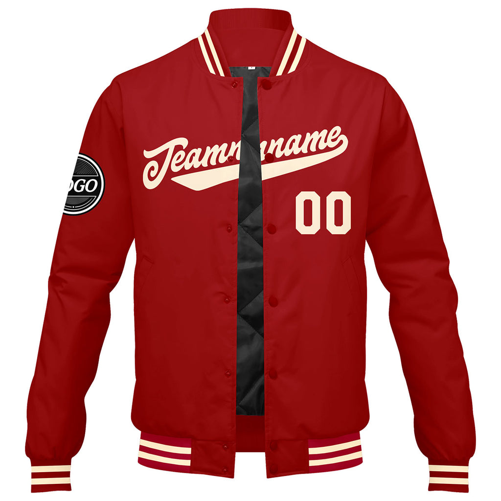 Custom Varsity Jacket Letterman jacket for Men, Women and Youth Red Cream enthsush