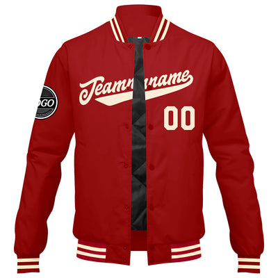 Custom Varsity Jacket Letterman jacket for Men, Women and Youth Red Cream enthsush