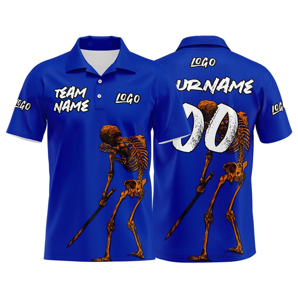 Custom Football Polo Shirts  Add Your Unique Logo/Name/Number Blue enthsush