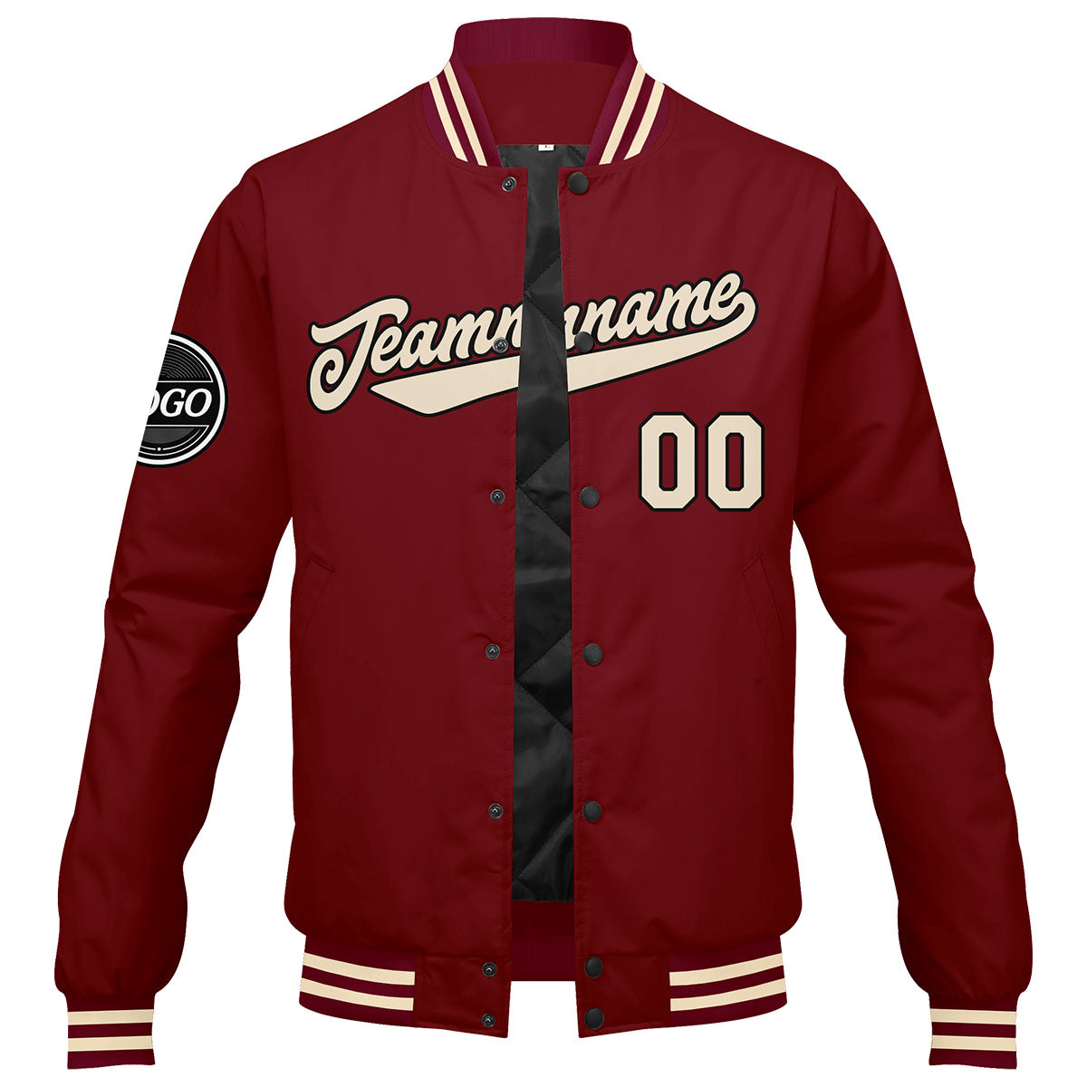 Custom Varsity Jacket Letterman jacket for Men, Women and Youth Crimson Cream enthsush