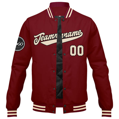 Custom Varsity Jacket Letterman jacket for Men, Women and Youth Crimson Cream enthsush