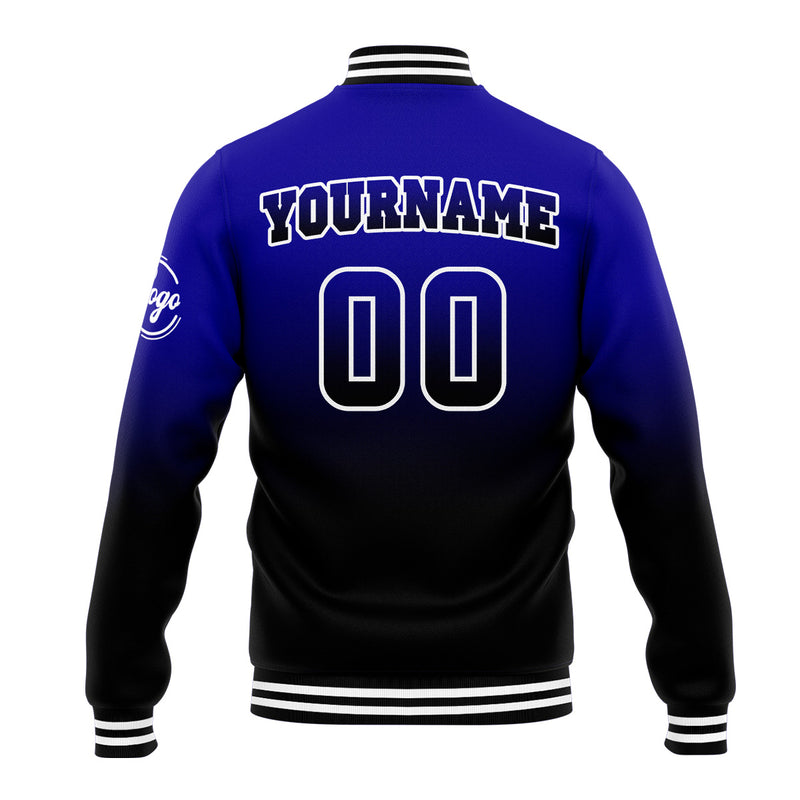 Custom Gradient Varsity Jacket Letterman jacket for Men, Women and Youth Royal&Black